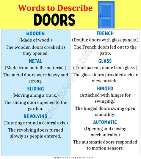 words to describe a door.